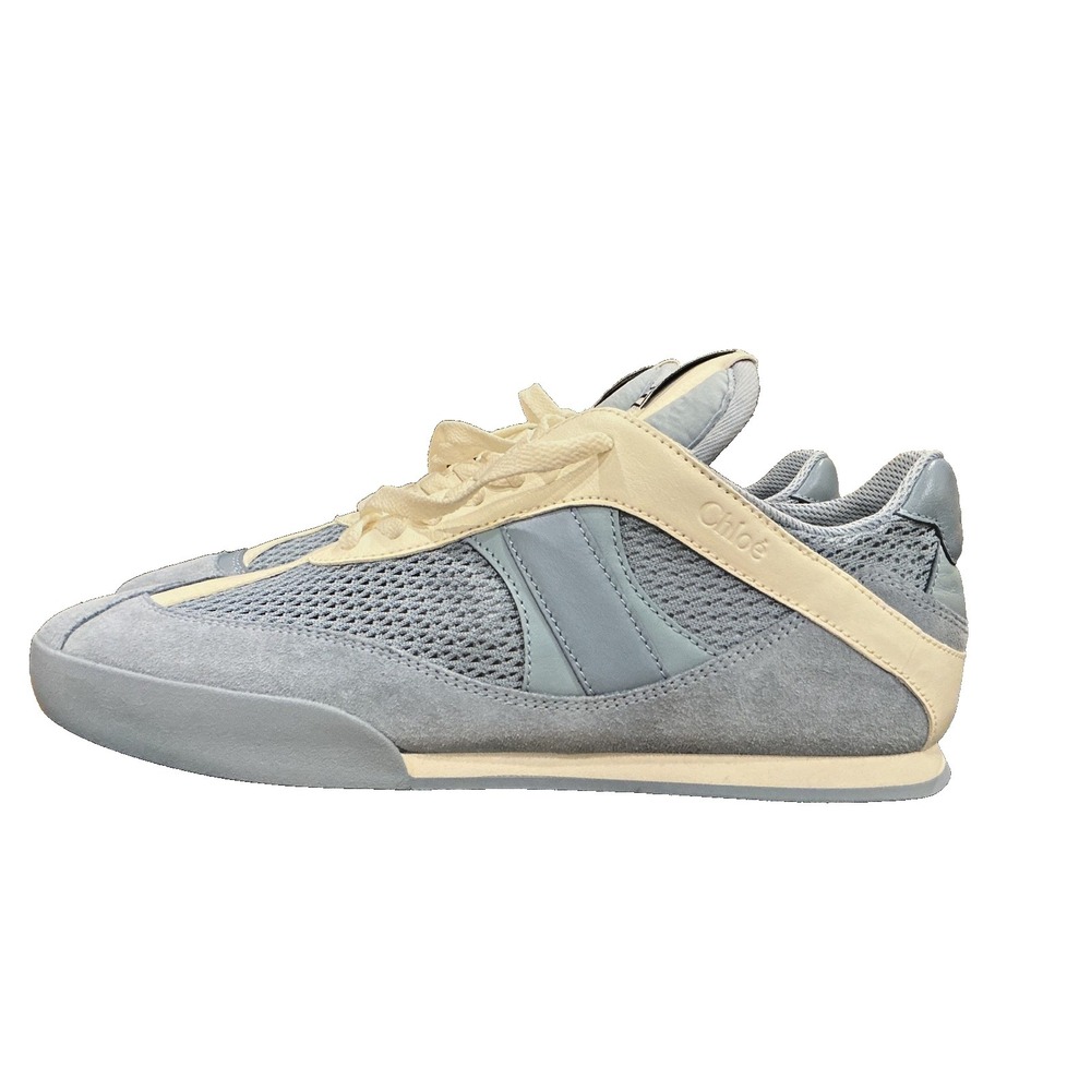 New Chloe Kick Suede & Leather Sneaker Women's-Pearl Blue - Size 11/41 -$690